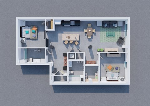 Floor plan for 2 beds, 2 baths, 1159 sqft
